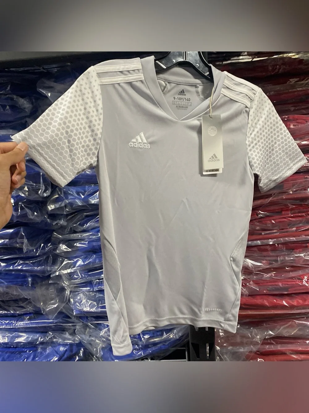 Adidas Regista 20 Soccer Jersey NWT Kids Small Light Grey/White Aeroready FT6567